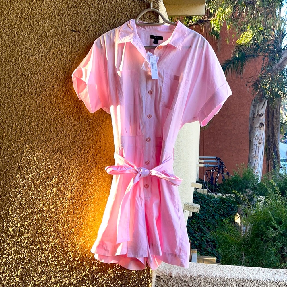 NWT J Crew 💕 Pink 🌸 Romper /Jumpsuit shorts/short sleeves